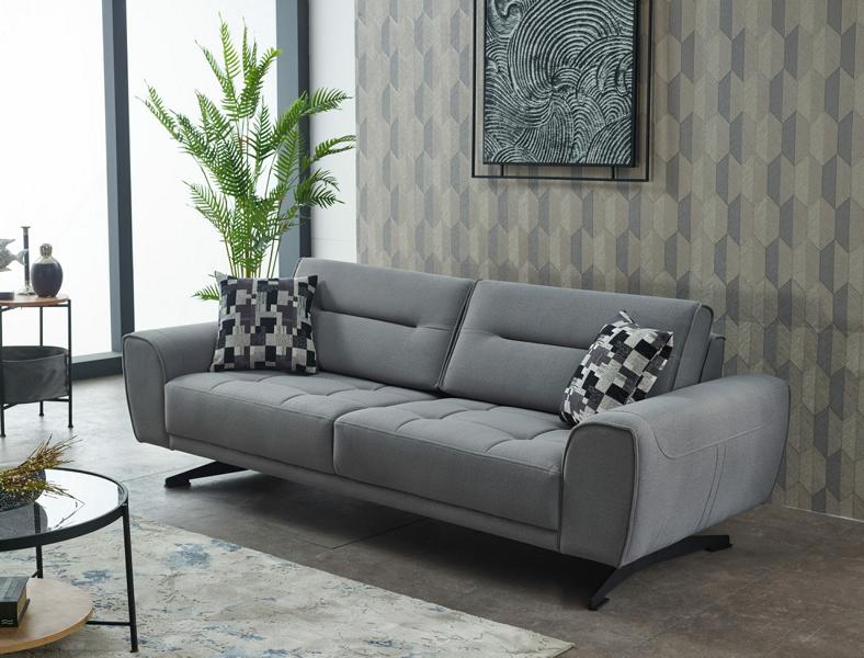 Three-Seater Sofa Fabric Couch Upholstered Sofa Gray Modern Couches
