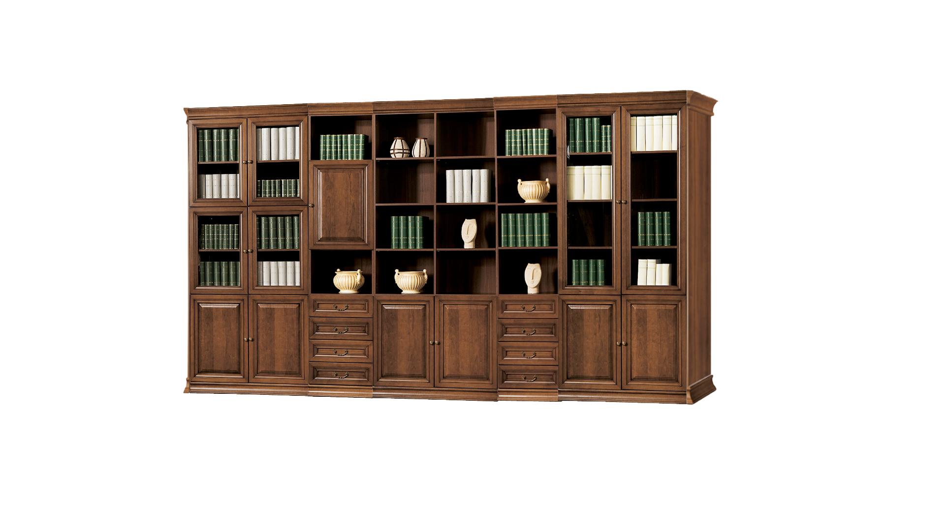 Giant brown office cabinet solid wood study furniture bookshelves