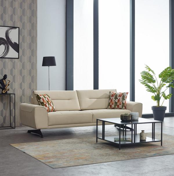 Upholstered sofa fabric sofa couch three-seater sofa 3-seater beige modern couches