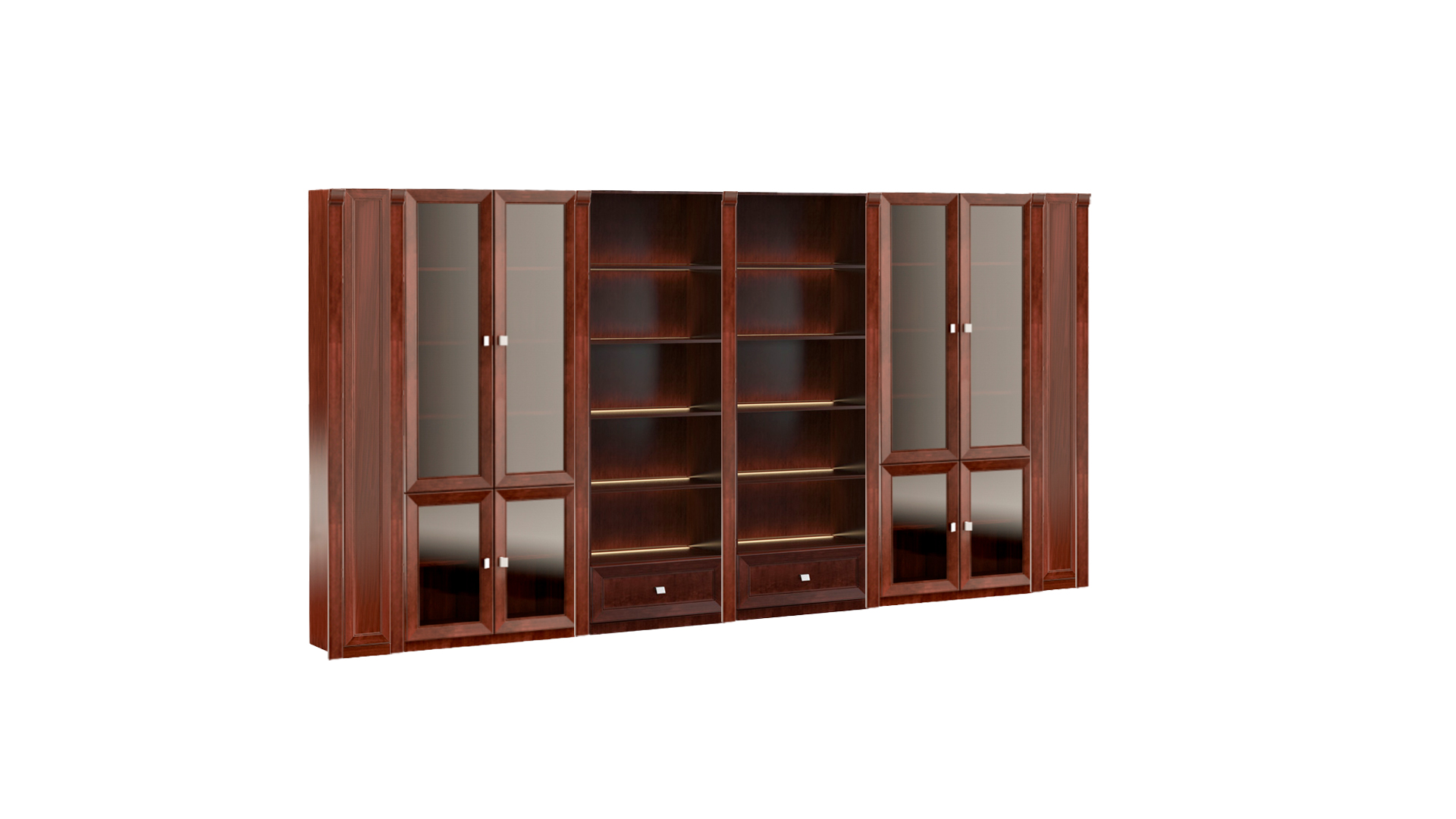 Exclusive brown office cabinet solid wood luxury furniture shelves cabinets