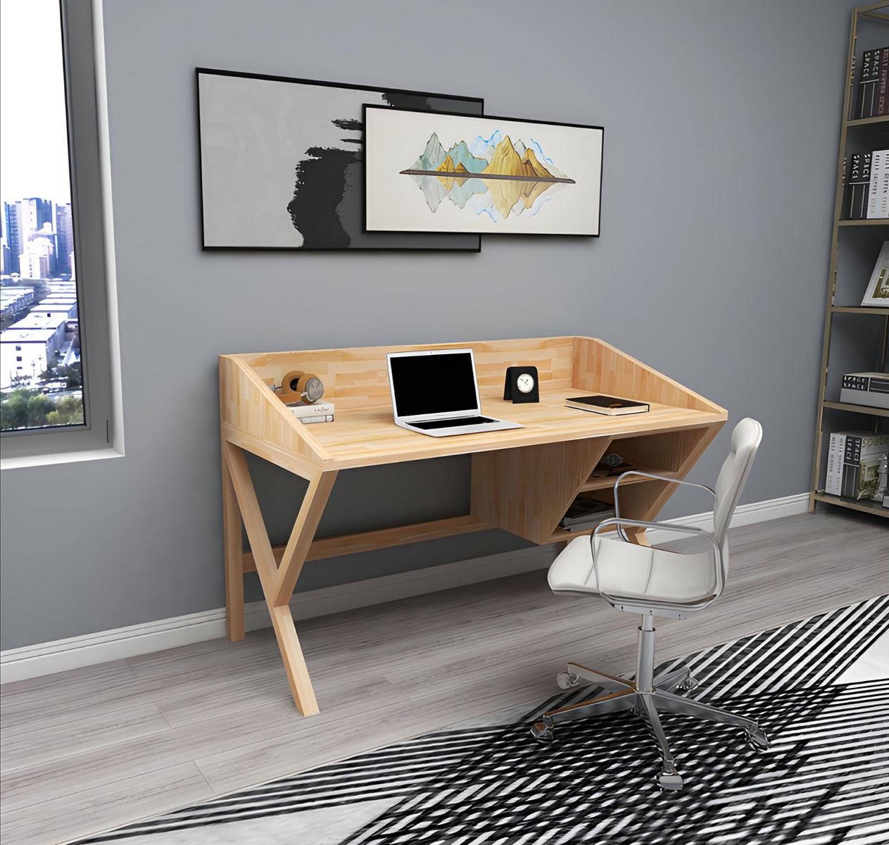 Modern light brown office desk Stylish desks Luxury wooden tables