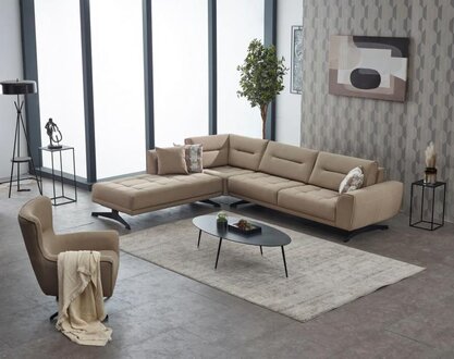 Set Sofa Corner Sofa L-shape Armchair Upholstered Sofa Beige Couch Fabric Sofa