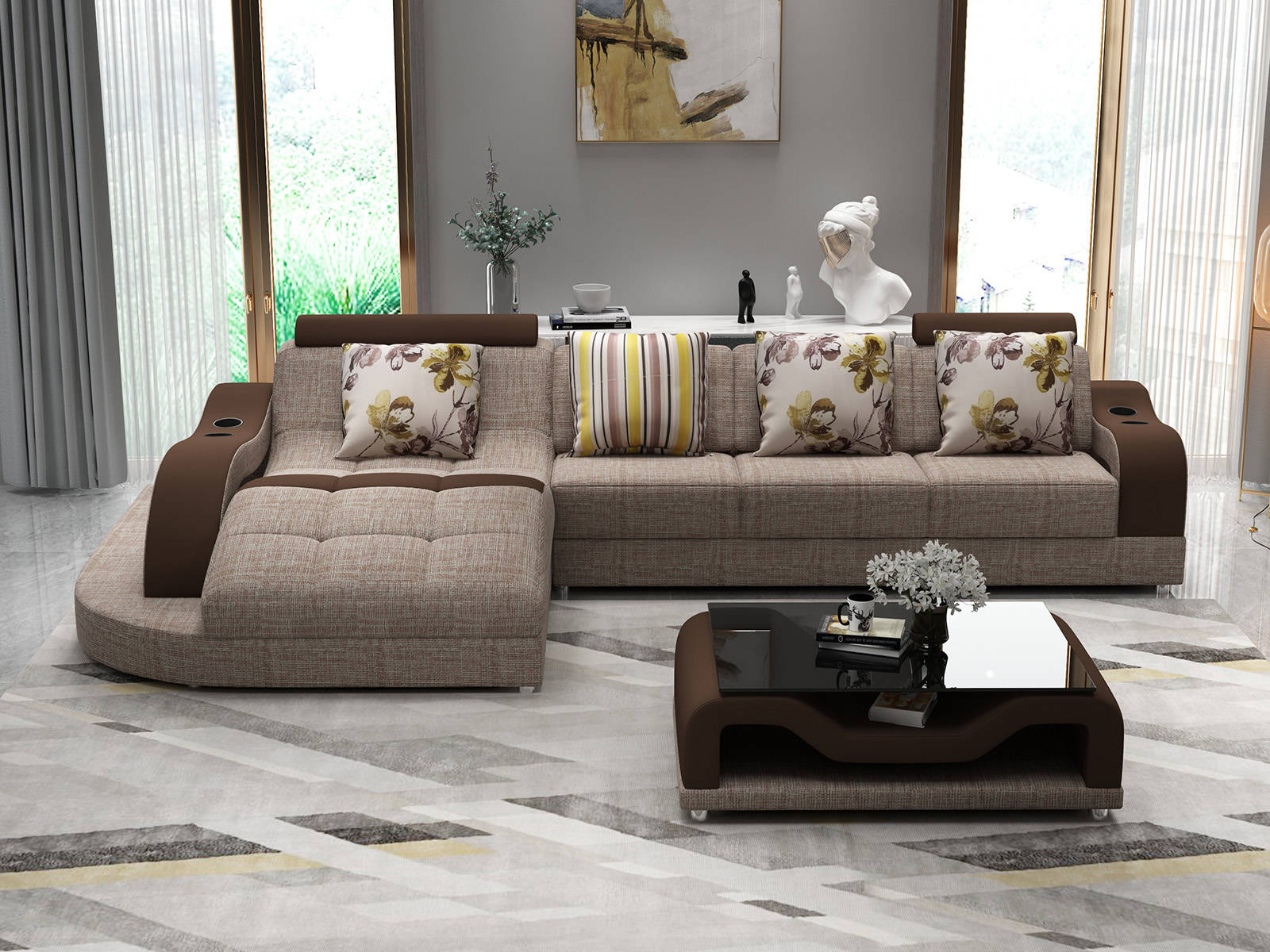 Corner sofa L shape sofa couch upholstered corner sofa living area textile sofas fabric new