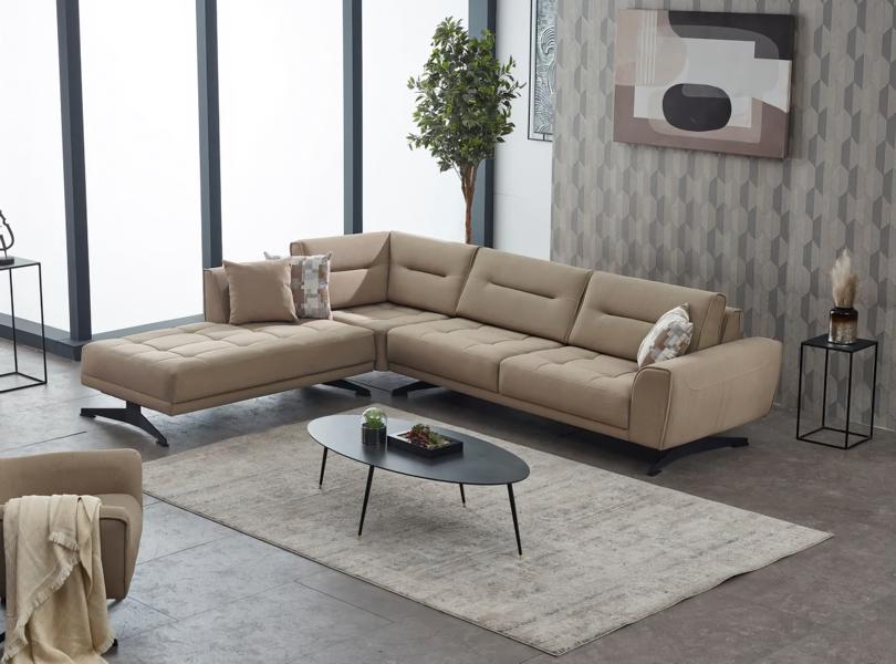 Corner sofa L shape Sofa upholstered fabric sofa beige modern corner couch