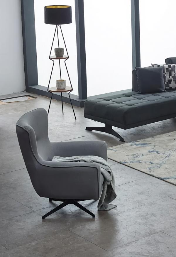 Armchair Single Seat Upholstered Modern Gray Living Room
