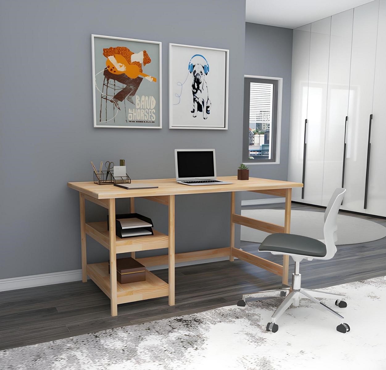 Modern brown youth room table luxurious wooden table metal frame