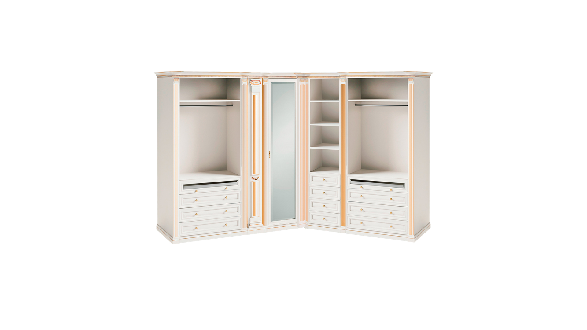 Exclusive White Corner Cabinet Designer Bedroom Furniture Luxury Solid Wood