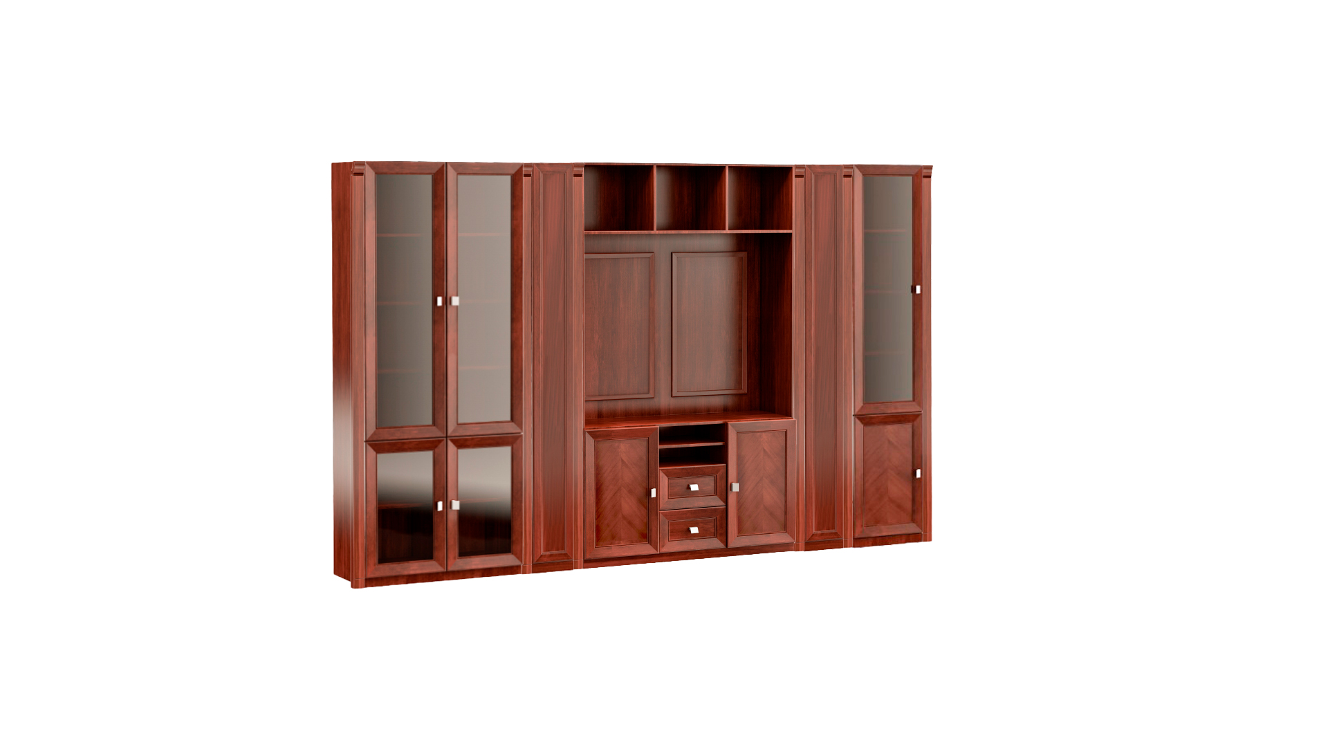 Stylish brown office cabinet solid wood furniture glass doors furniture