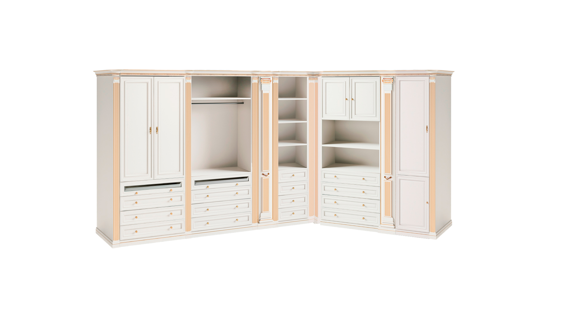 Elegant White Corner Wardrobe Modern Bedroom Wood Cabinets