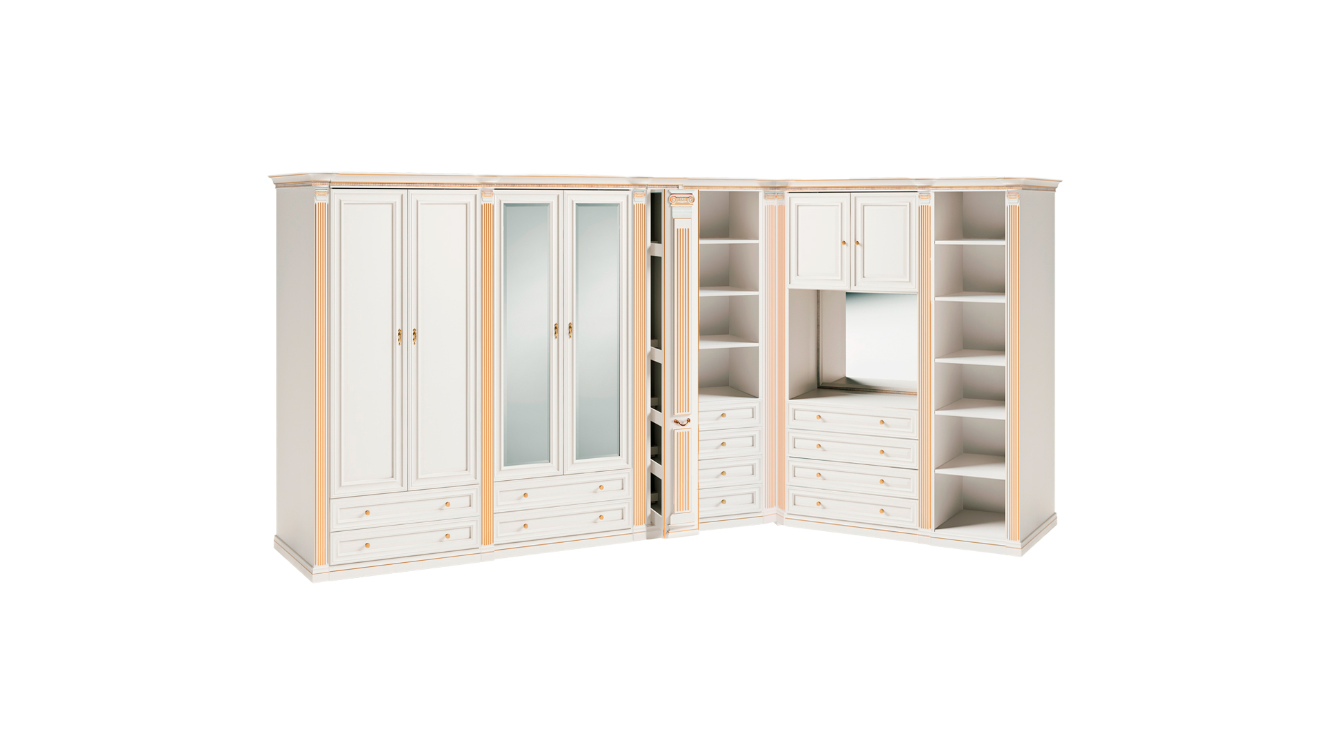 White Noble Corner Cabinet Solid Wood Cabinets Bedroom Commodes Mirror