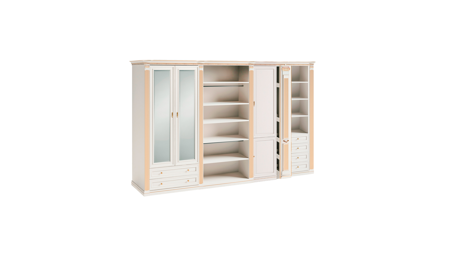 Designer White Wardrobe Luxurious Corner Wardrobe Bedroom Furniture