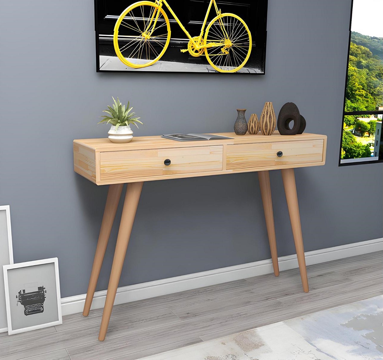 High-Quality Beige Console Table Design Wood Table Console Console Tables