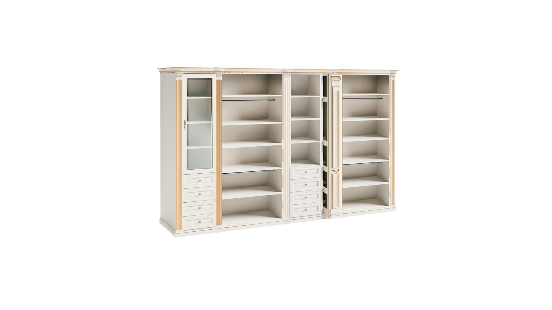 Designer White Wardrobe Solid Wood Bedroom Corner Cabinet Furniture