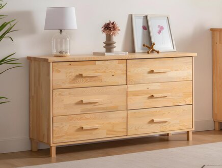 Luxurious beige dresser bedroom 6-drawer wooden storage dresser