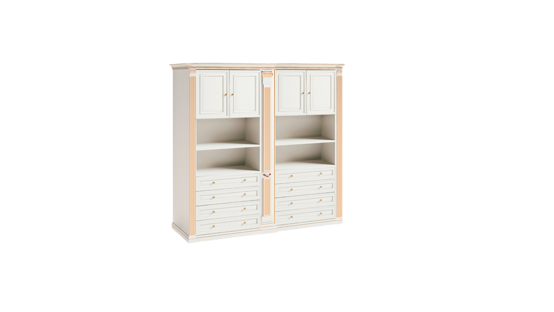 White Stylish Bedroom Wardrobe Solid Wood Furniture Luxury Furniture