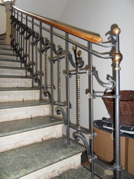 Stair railing handrail oak wood metal handcrafted railing model #178