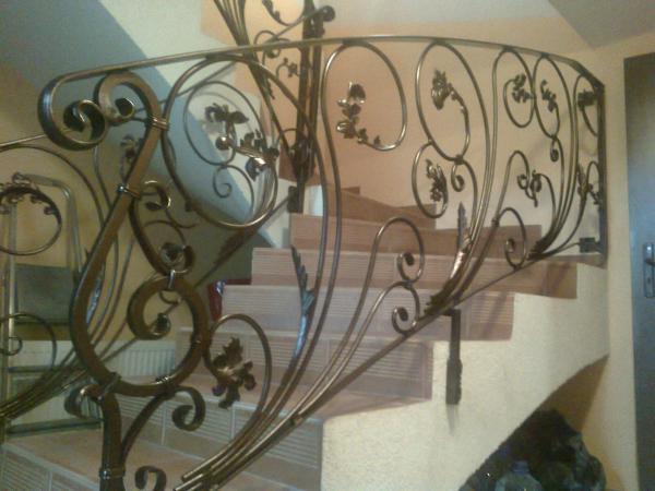 Stair railing handrail oak wood metal custom-made railing model #175