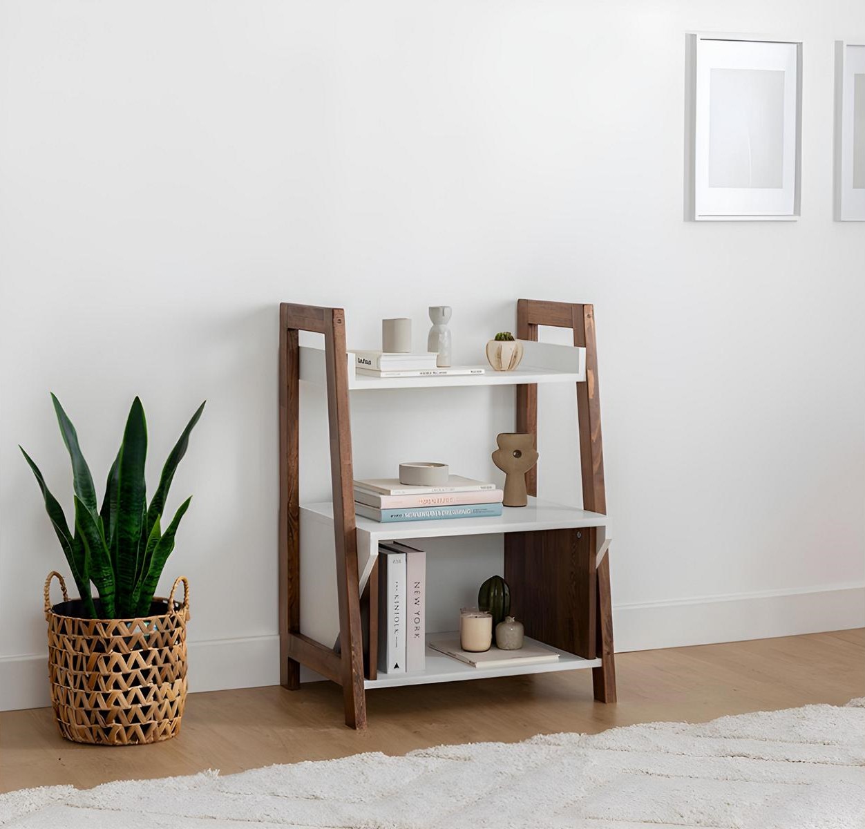 Stylish storage cabinet compact bookshelf wooden bookcase