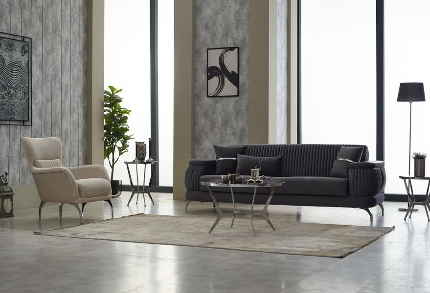 Sofa set three-seater sofa fabric sofa upholstered sofa gray armchair 2-piece