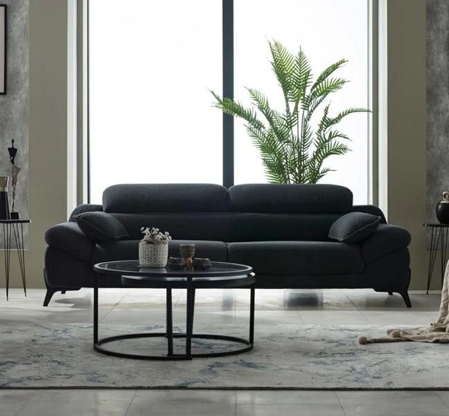 Living Room Sofa Couch Modern Three-Seater Modern Upholstered Seat Designer Black New