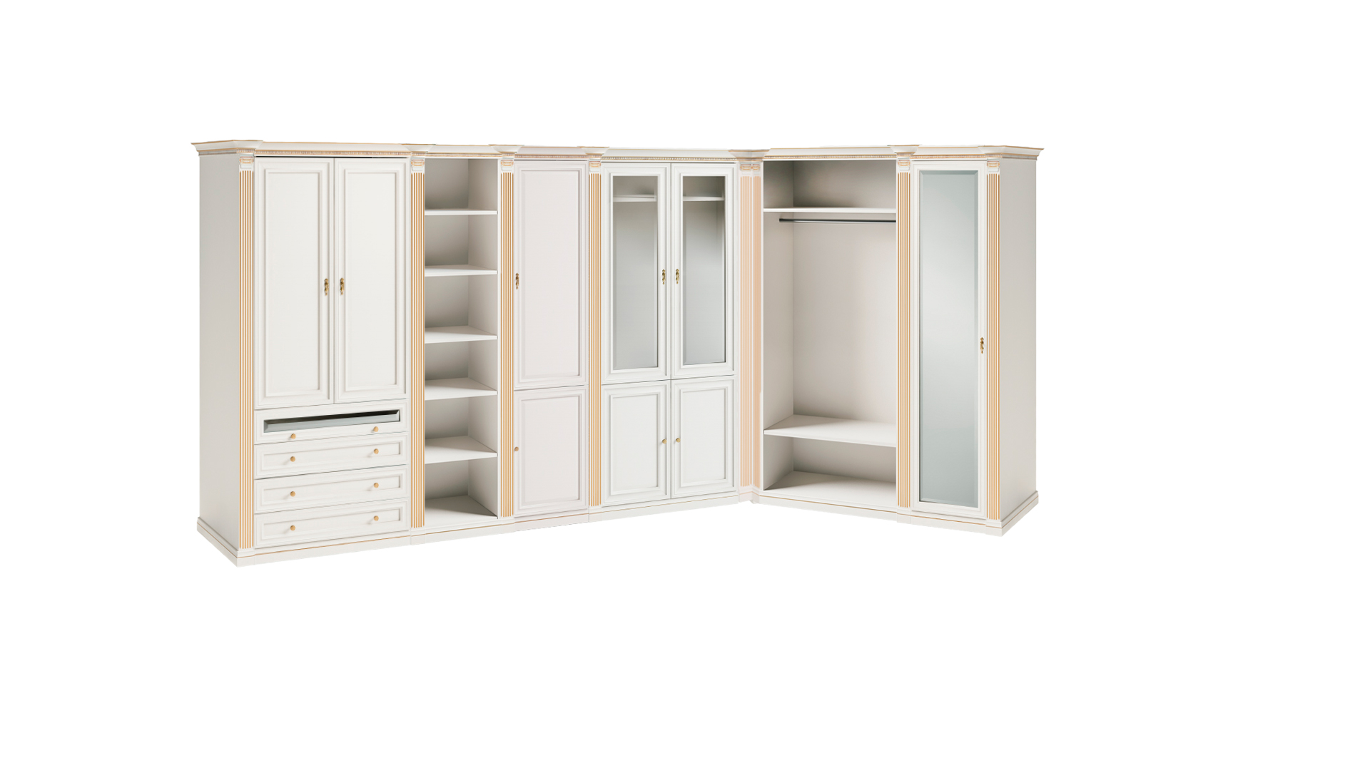 Noble white wardrobe bedroom cabinets stylish wooden furniture