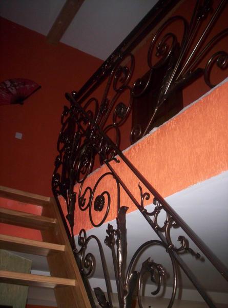 Stair railing handrail, beech wood, metal, handmade railing model #170