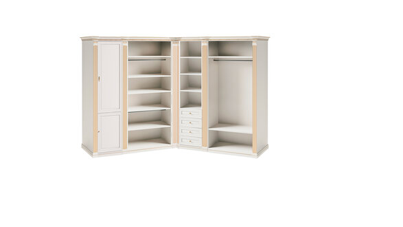 White Stylish Corner Cabinet Solid Wood Exclusive Bedroom Furniture