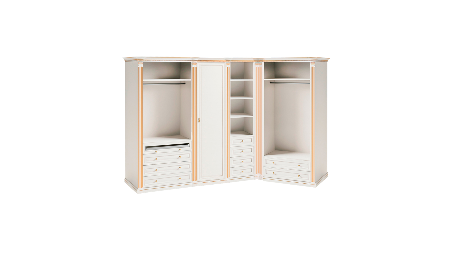 White Corner Wardrobes Solid Wood L-Shape Modern Luxury Furniture Cabinet