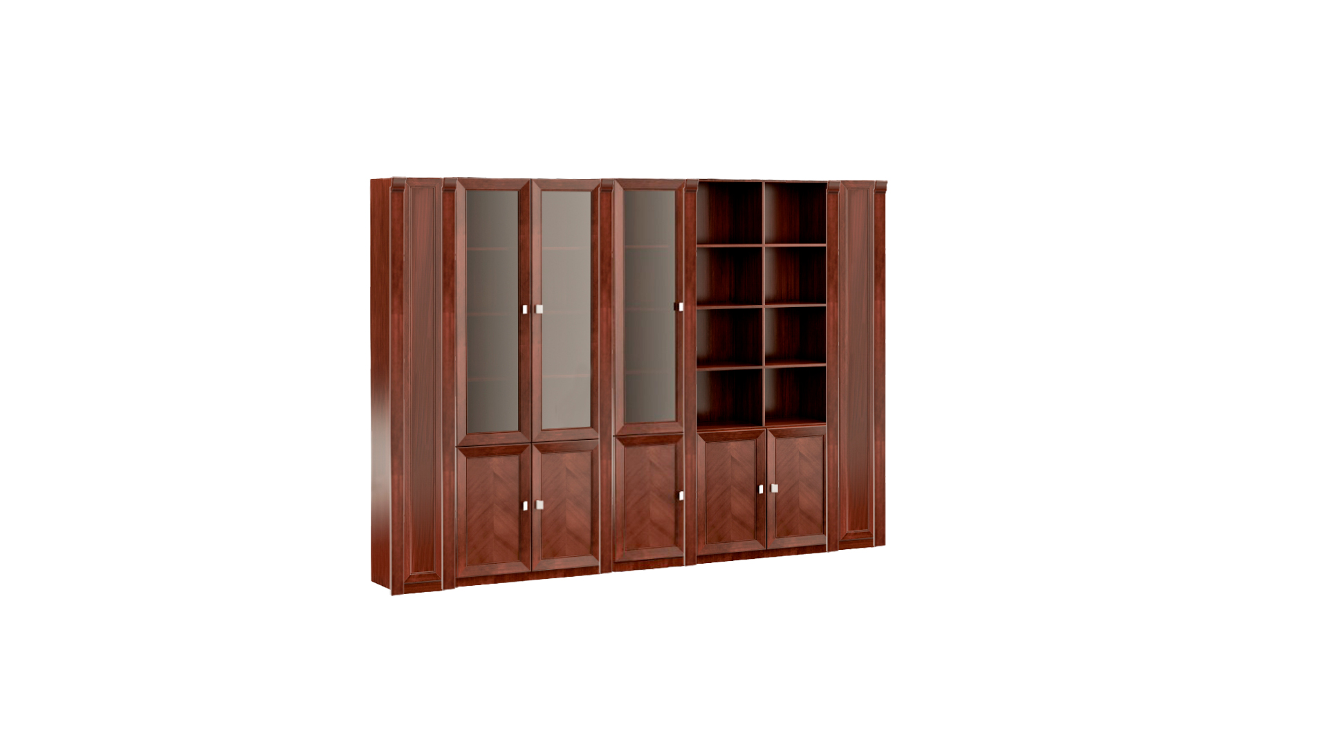 Luxurious brown office cabinet workplace stylish wooden furniture shelves