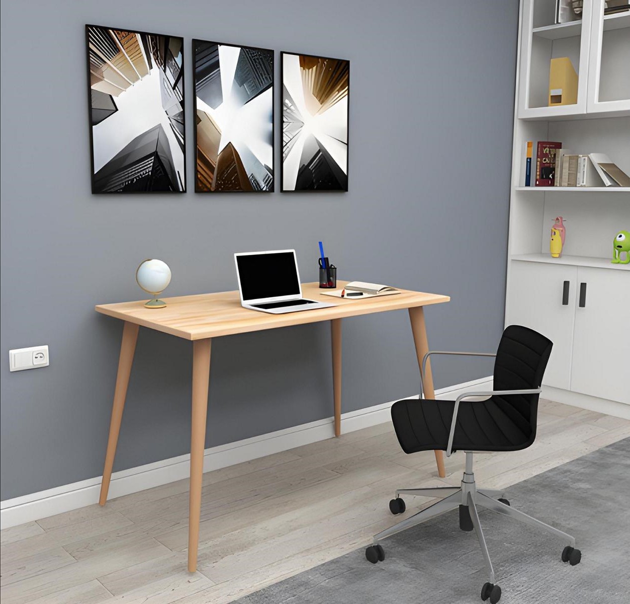 Beige wooden table designer loft table stylish desks luxury furniture