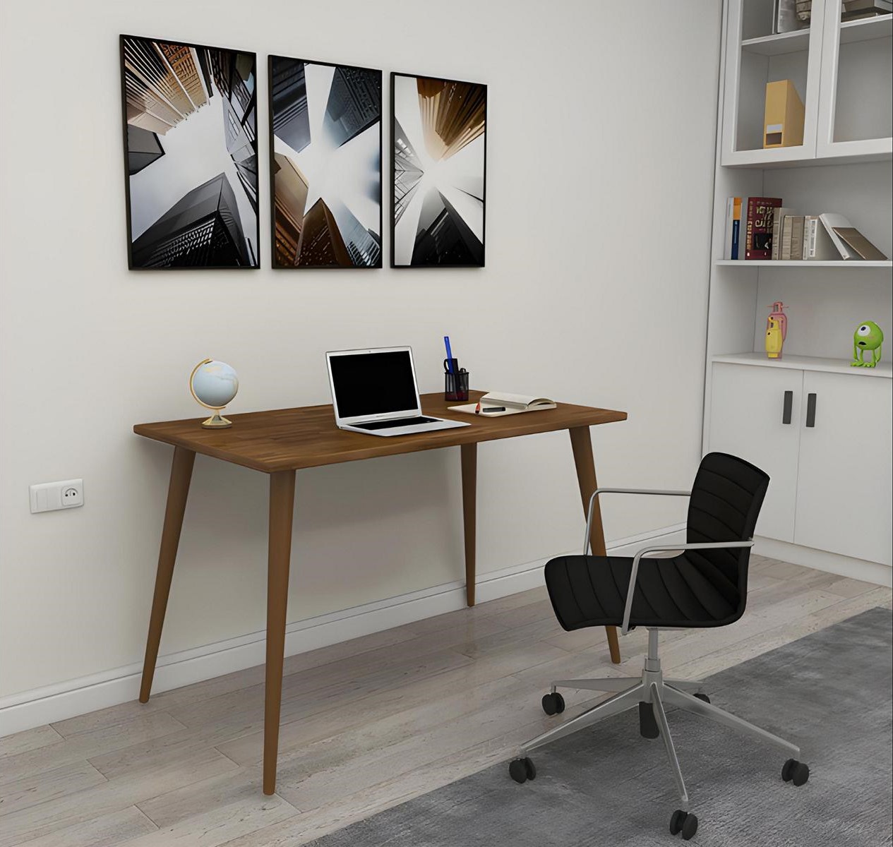 Dark brown loft table office furniture designer desks robust furniture