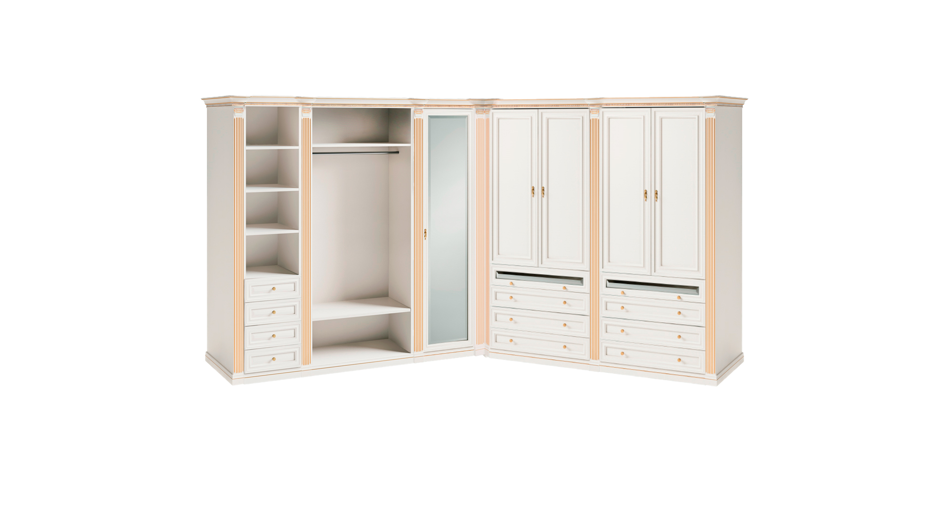 White corner wardrobe stylish glass cabinet bedroom furniture new