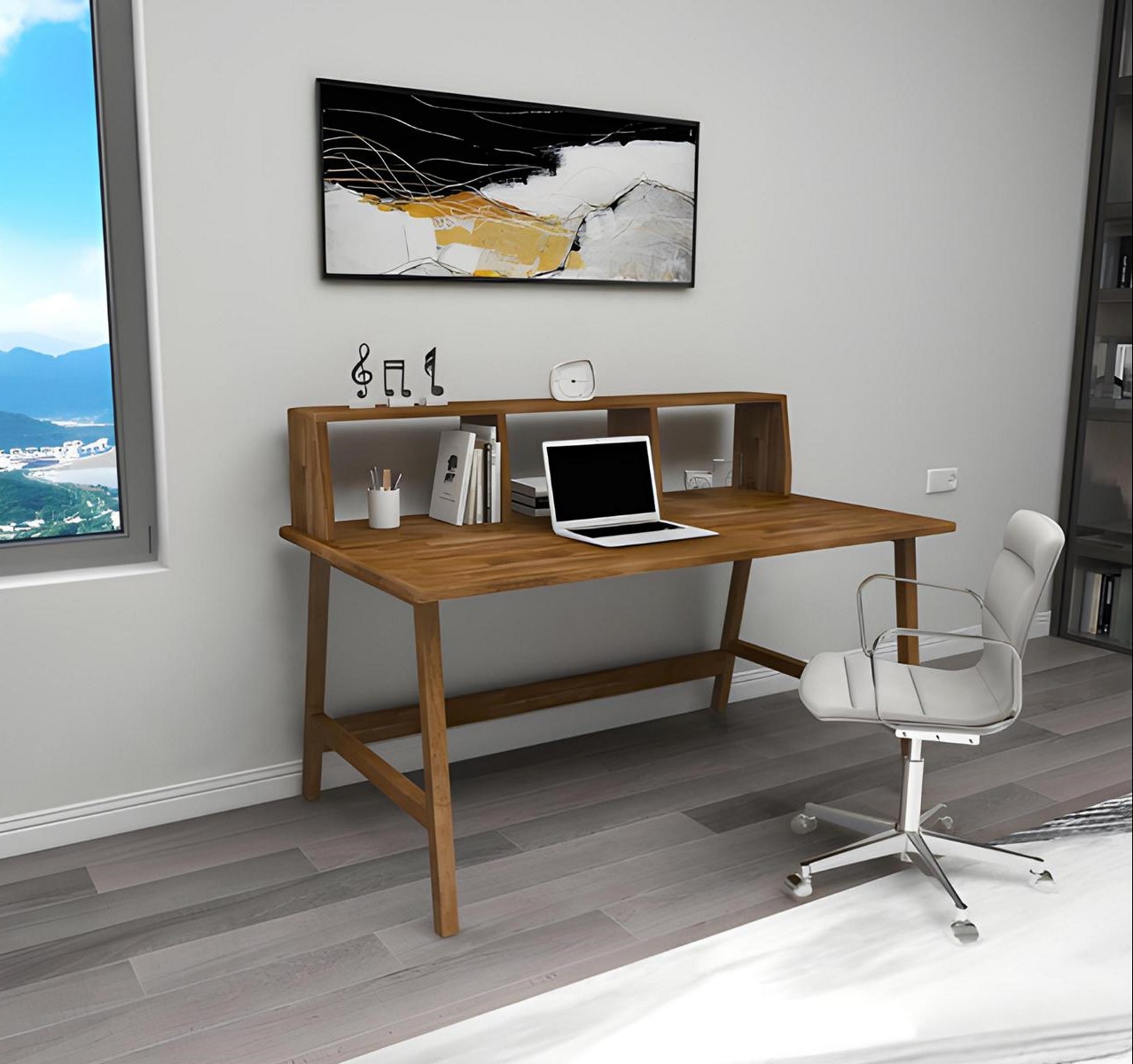 Robust brown table country house style desks luxurious office furniture