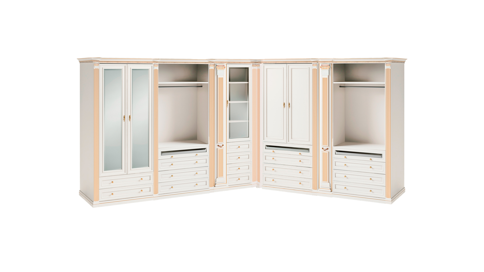 Stylish White Corner Cabinet Solid Wood Bedroom Elegant Wardrobe