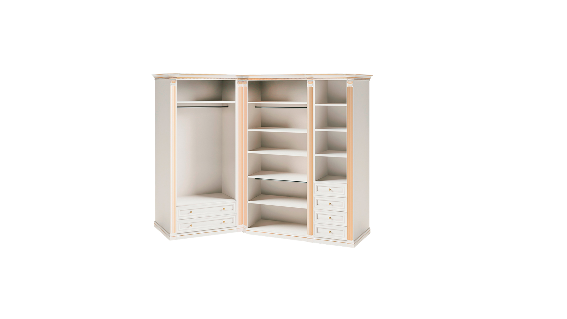 White corner wardrobe exclusive bedroom furniture solid wood cabinet