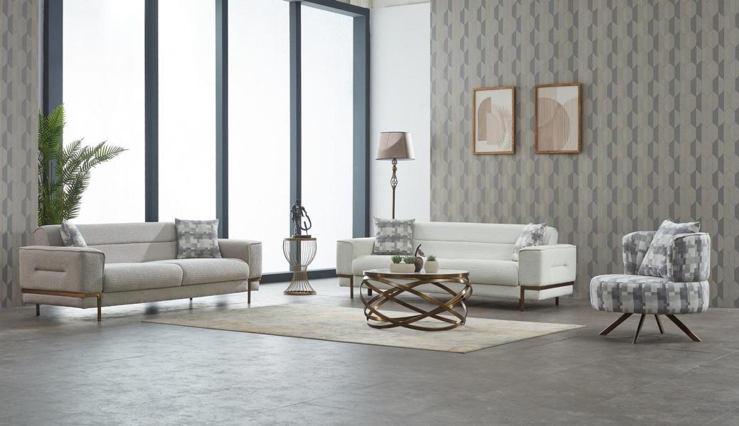 Suit Sofa set Couch upholstered sofa three-seater armchair gray 3-piece