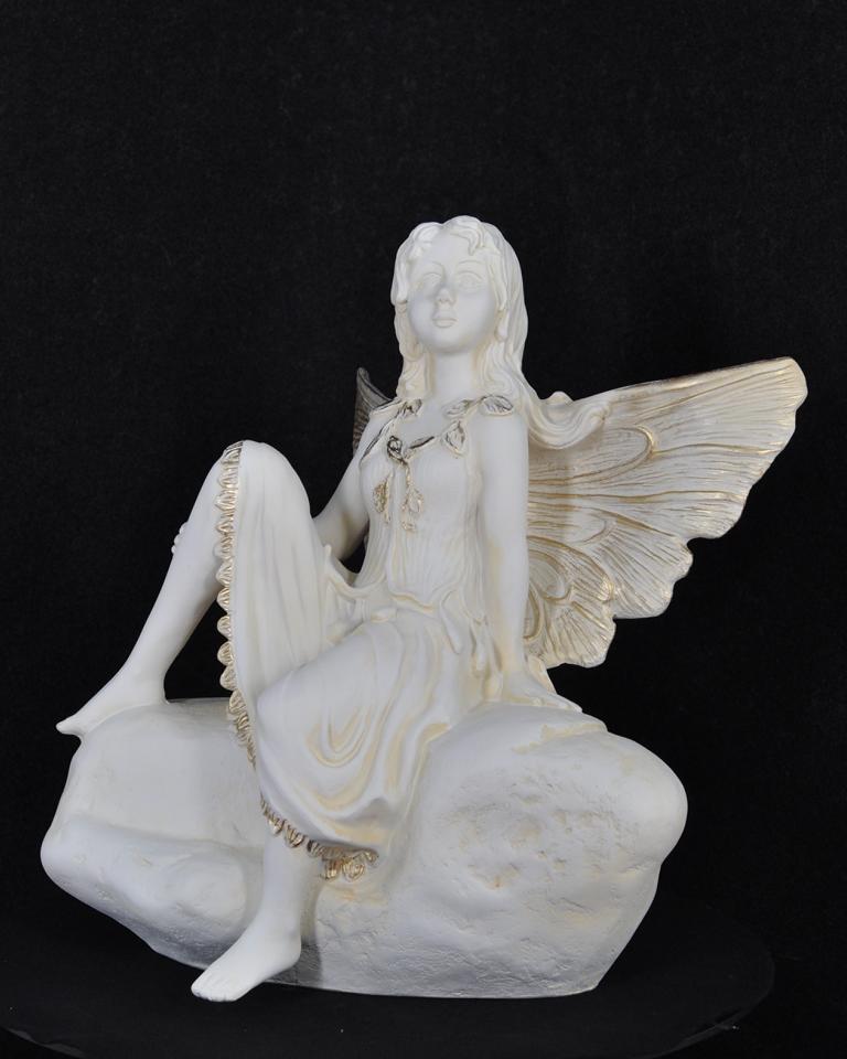 Figure Sculpture Fairy Angel on the Stone 62cm Design Accessory Decoration P0671