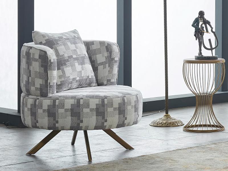 Armchair Upholstered Fabric Seat Modern Beige Living Room Single Chair