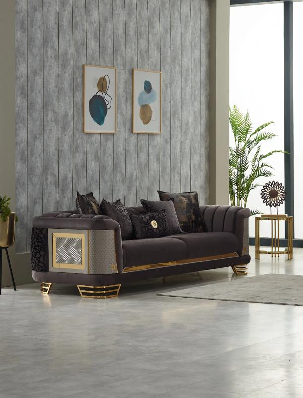 Violet Couch Upholstered Sofa Three-Seater Sofa 3-Seater Fabric Sofa Sofas