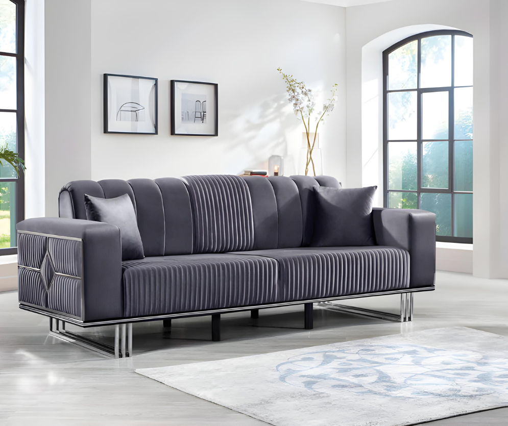 Textile Sofa 3-Seater Sofa Upholstered Sofas Design Couch Furniture Three-Seater New