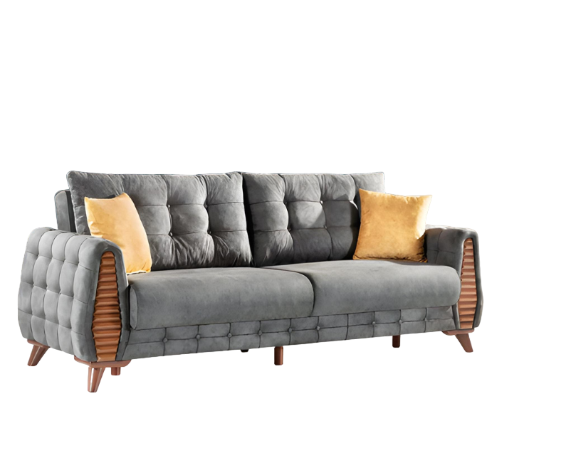 Luxury Chesterfield Sofa 3-Seater Couch Textile Modern Sofas Gray