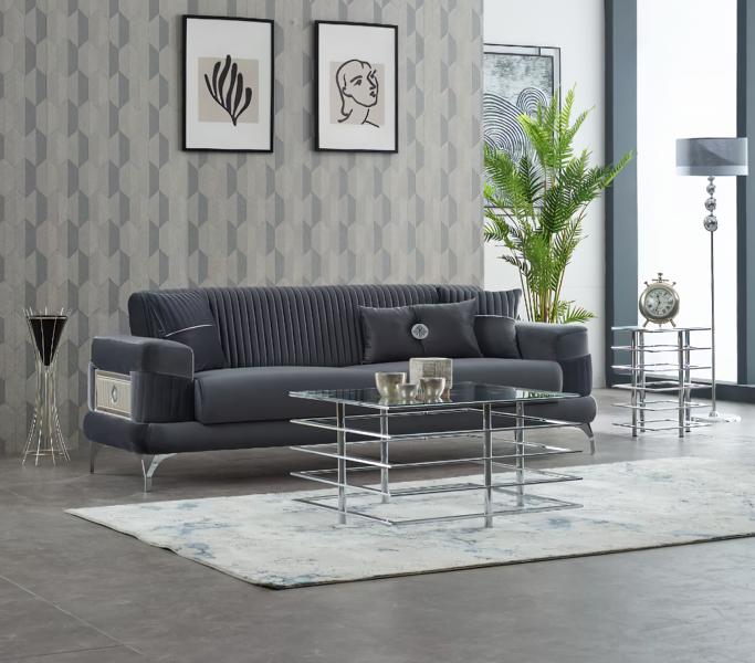 Fabric sofa couch luxury three-seater upholstered sofa gray couches.