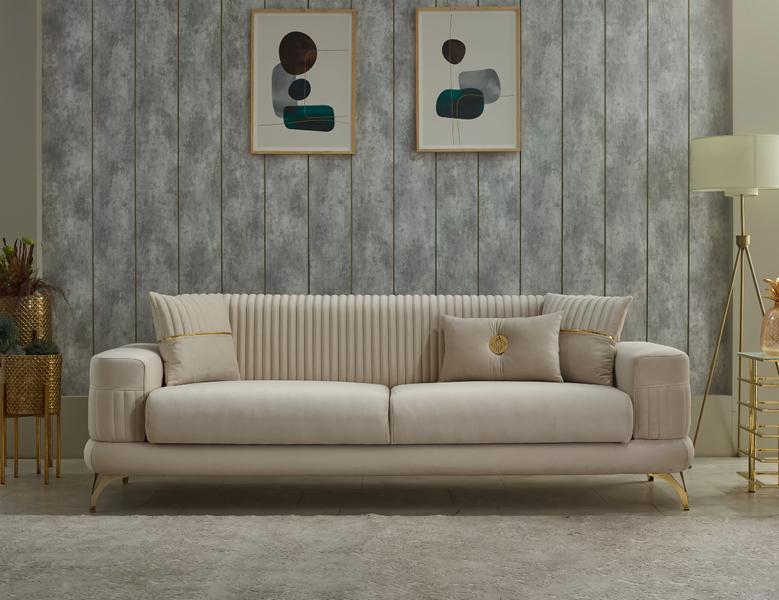 Luxury three-seater upholstered sofa fabric sofa couch sofa 3 seater beige couches