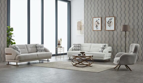 Couch set upholstered sofa three-seater armchair gray fabric sofa 3-piece