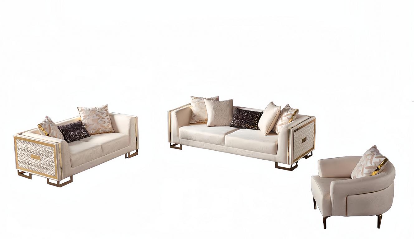 Sofa 3-seater living room couch lounge set complete sofa relaxation set 3-piece