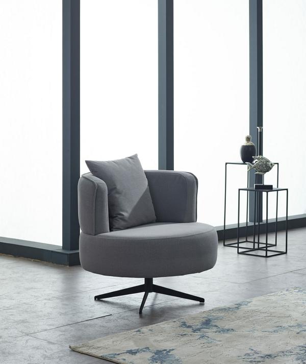 Armchair Single Seat Upholstered Chair Fabric Gray Seat Living Room Furniture