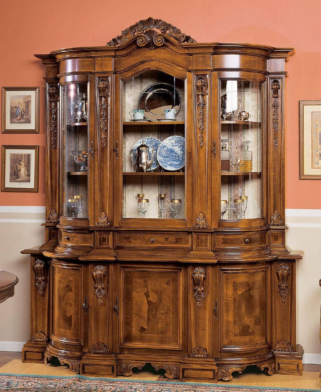 Furniture glass cabinet showcase wood display cabinets glass cupboard cupboards sideboard Italy