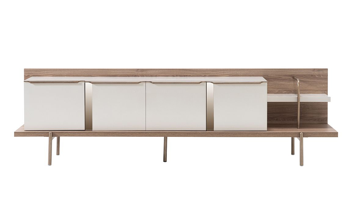 Stylish white light brown TV cabinet living room luxury furniture wood cabinet RTV