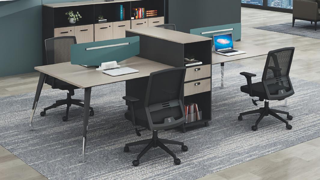 Group desk team workspace table furniture chest of drawers desk for 4 people