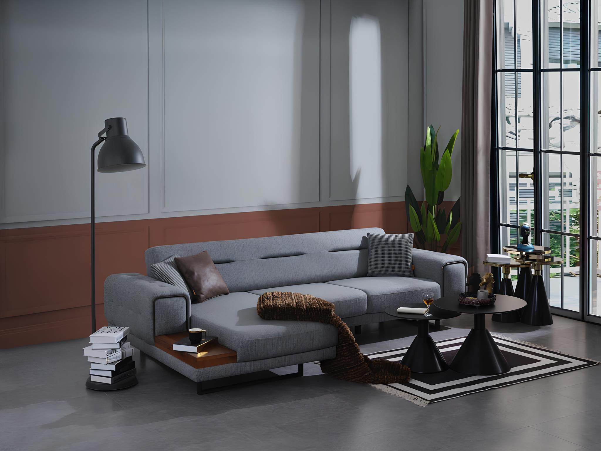 Modern Gray Corner Sofa L-Shape Living Room Sofa Luxury Furniture New Design